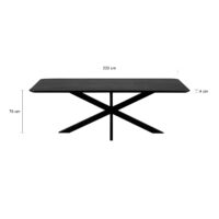 eettafel, tafel, zwarte eettafel, rechthoekige eettafel, houten eettafel, rechthoekige eettafel van zwart mangohout, eettafel Sofia, eettafel mangohout, zwarte eettafel, afmetingen