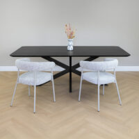 eettafel, tafel, zwarte eettafel, rechthoekige eettafel, houten eettafel, rechthoekige eettafel van zwart mangohout, eettafel Sofia, eettafel mangohout, zwarte eettafel, sfeer2