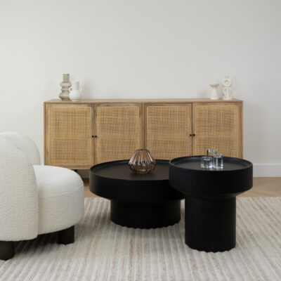 zwarte Luus salontafels, salontafelset, set, tafels, Luus set, bijzettafel en salontafel, Luus tafels, salontafel set 