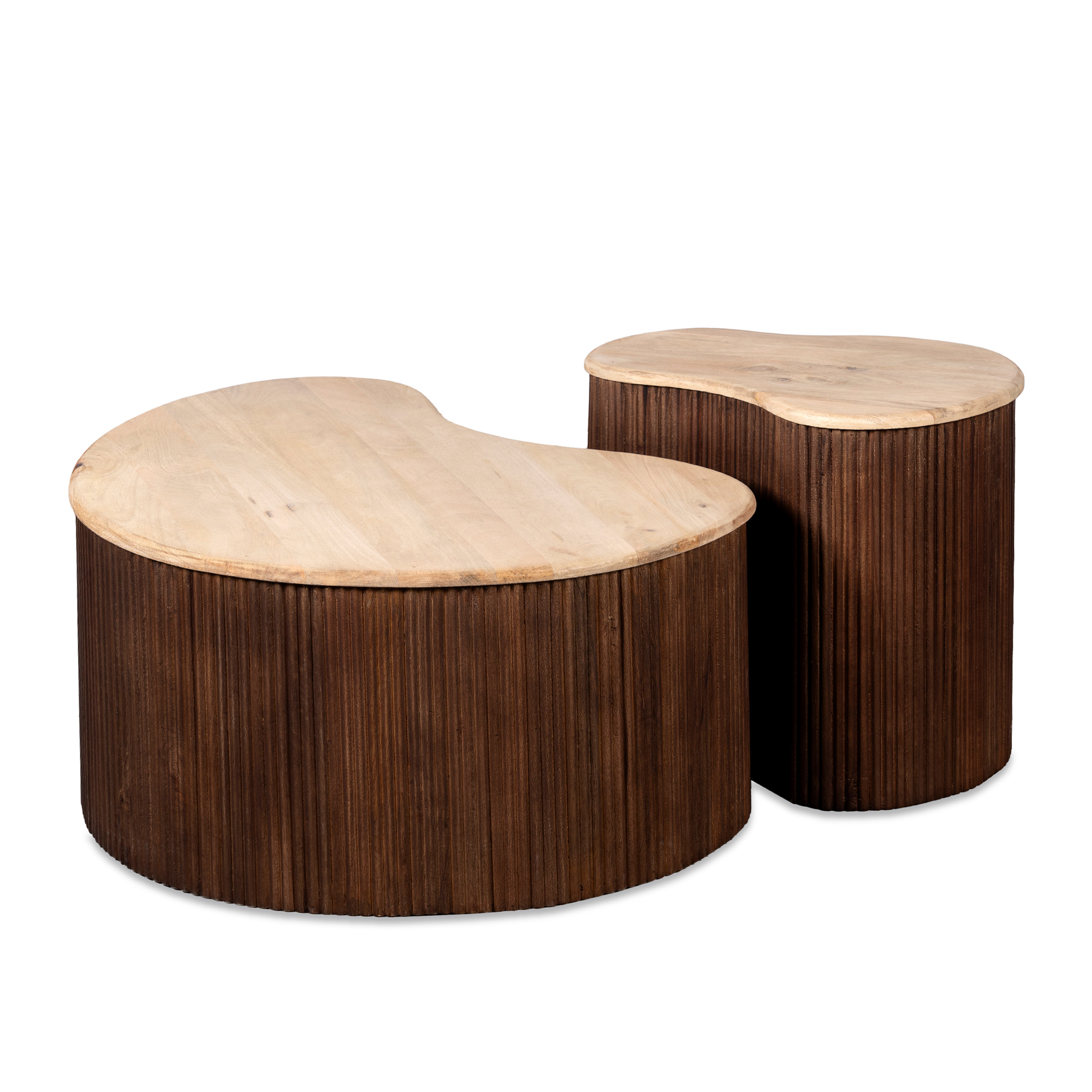 Lewis & Loft Salontafel Lena - Organisch vorm - Bruin - Klein en groot - Set van 2