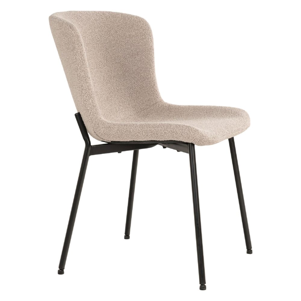 Lano beige bouclé eetkamerstoelen set van 2 afbeelding 3