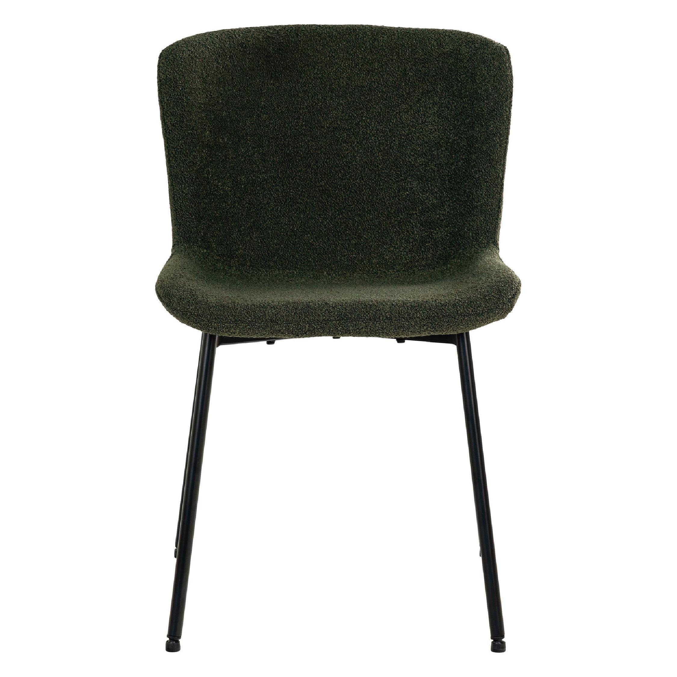 Lano donkergroene bouclé eetkamerstoelen set van 2 afbeelding 2