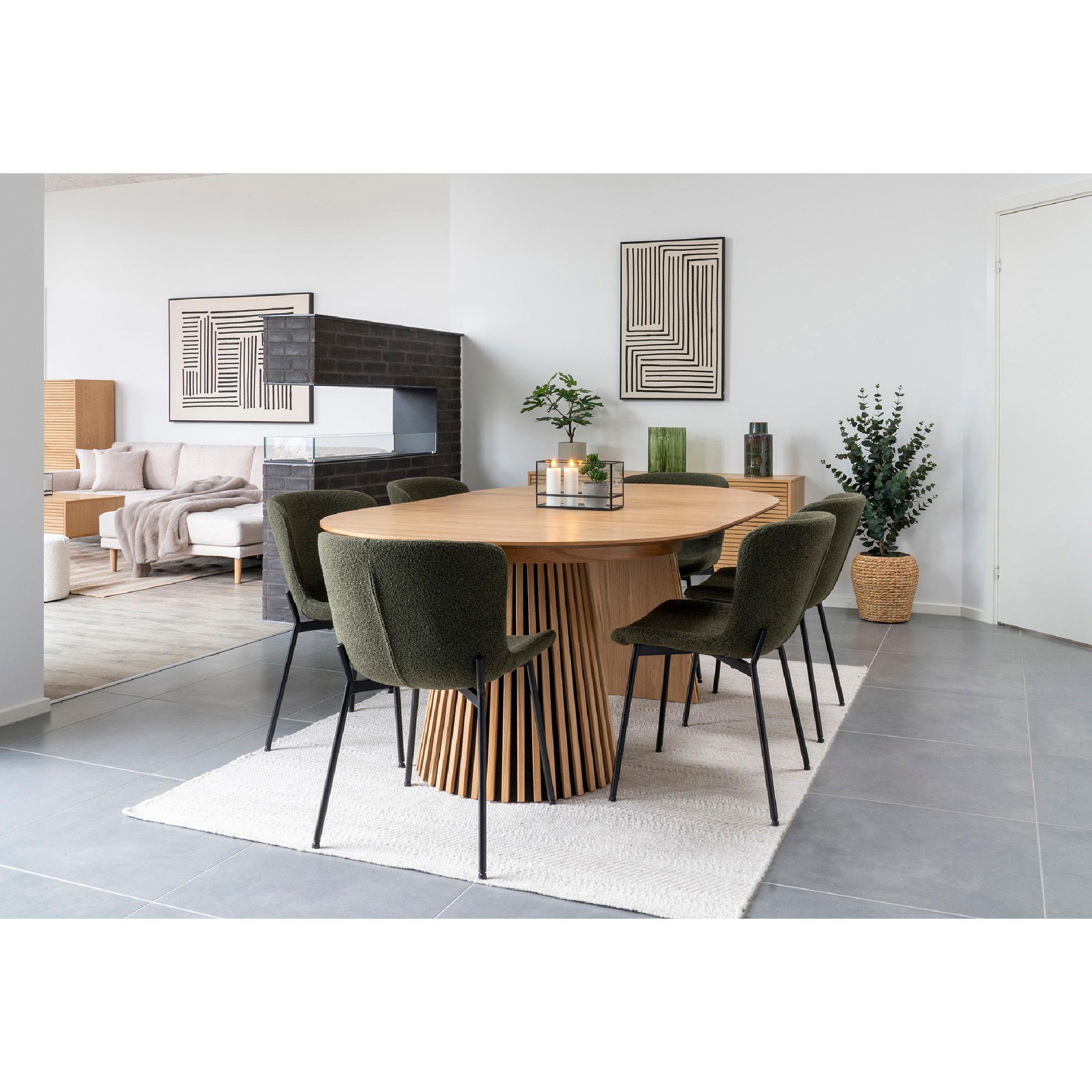 Lano donkergroene bouclé eetkamerstoelen set van 2 afbeelding 6