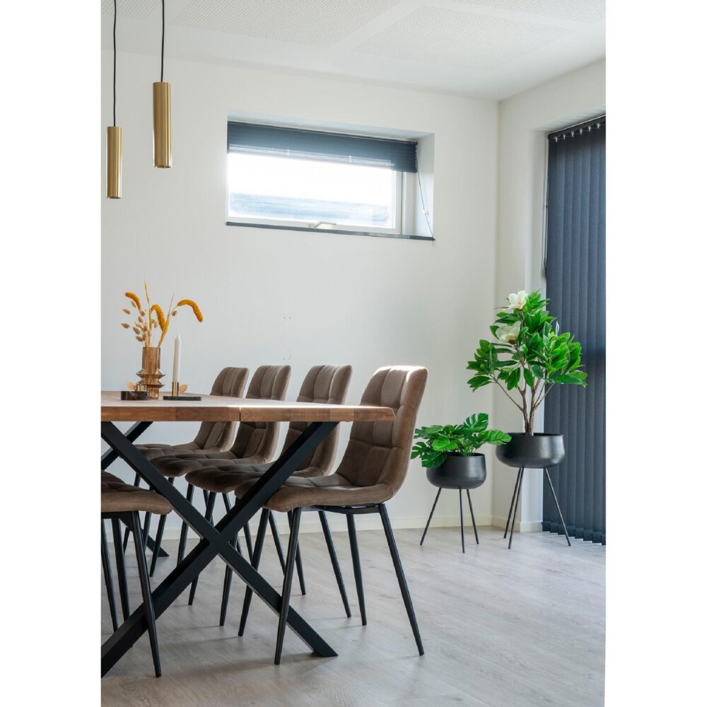 lichtbruine microvezel eetkamerstoelen Luka afbeelding 11