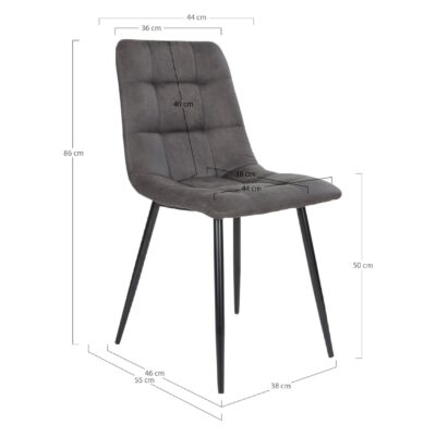 Luka grijze microfiber eetkamerstoelen set van 2 afbeelding 5