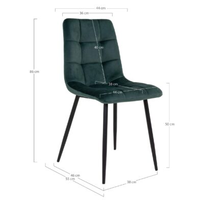 Luka velvet eetkamerstoel donkergroen afbeelding 5