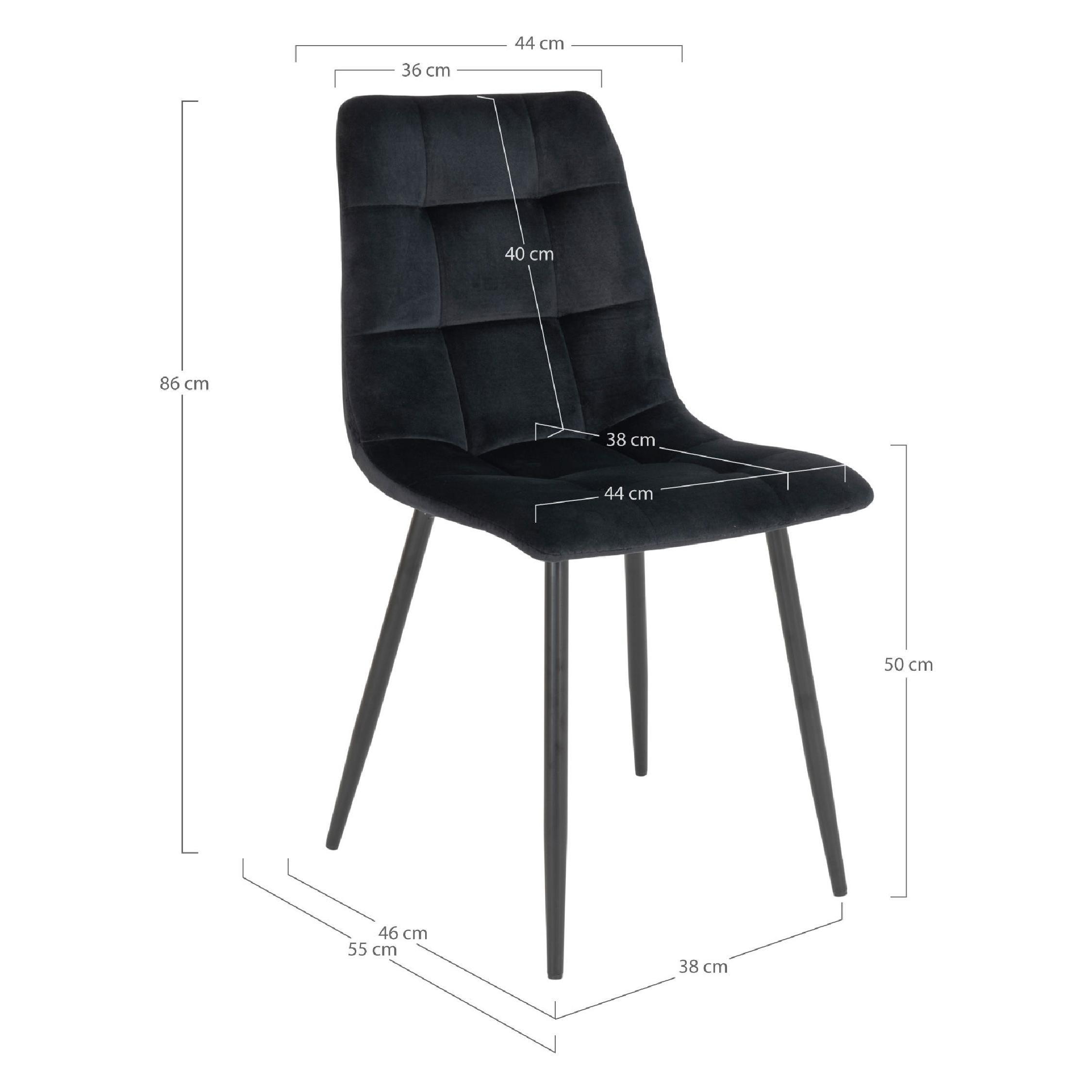 zwarte velvet eetkamerstoel Luka afbeelding 5