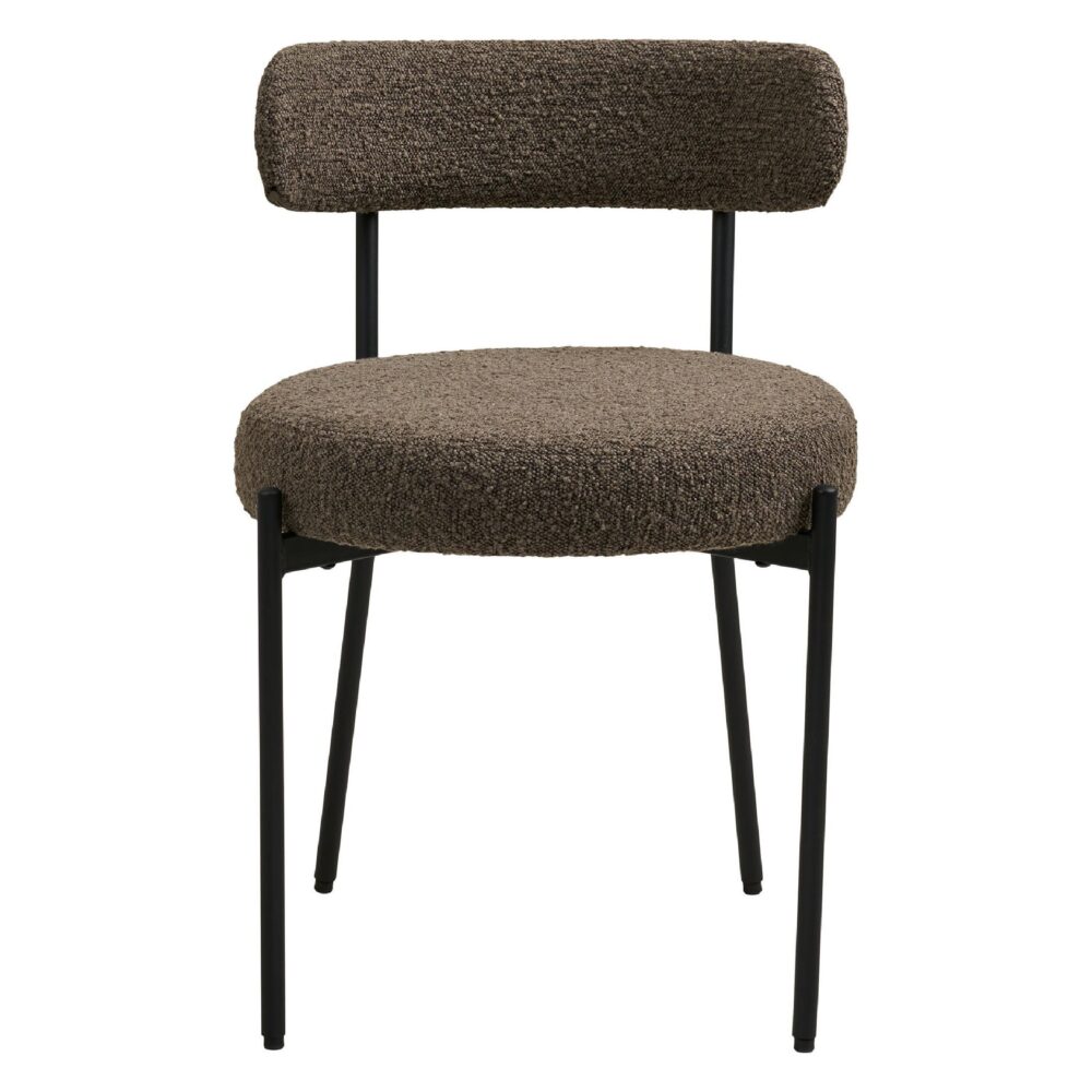 bruine bouclé eetkamerstoel Jaro set van 2 afbeelding 2