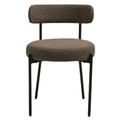 bruine bouclé eetkamerstoel Jaro set van 2 afbeelding 2