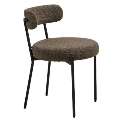 bruine bouclé eetkamerstoel Jaro set van 2 afbeelding 3