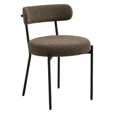 bruine bouclé eetkamerstoel Jaro set van 2 afbeelding 1