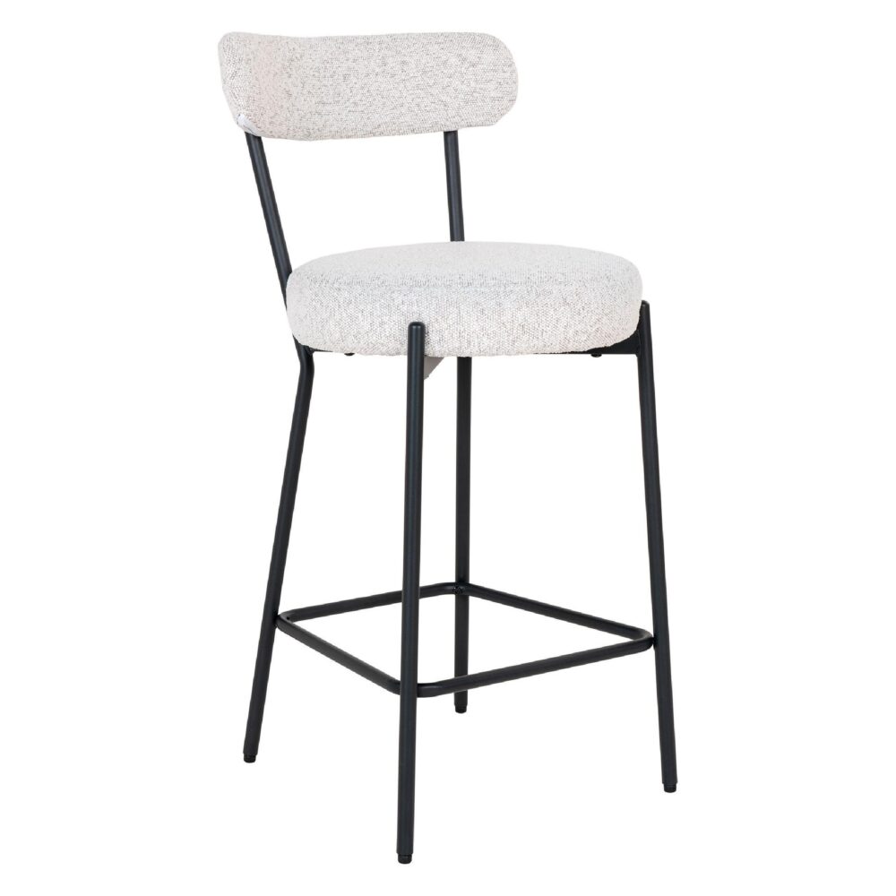 witte bouclé barkruk Jaro afbeelding 1