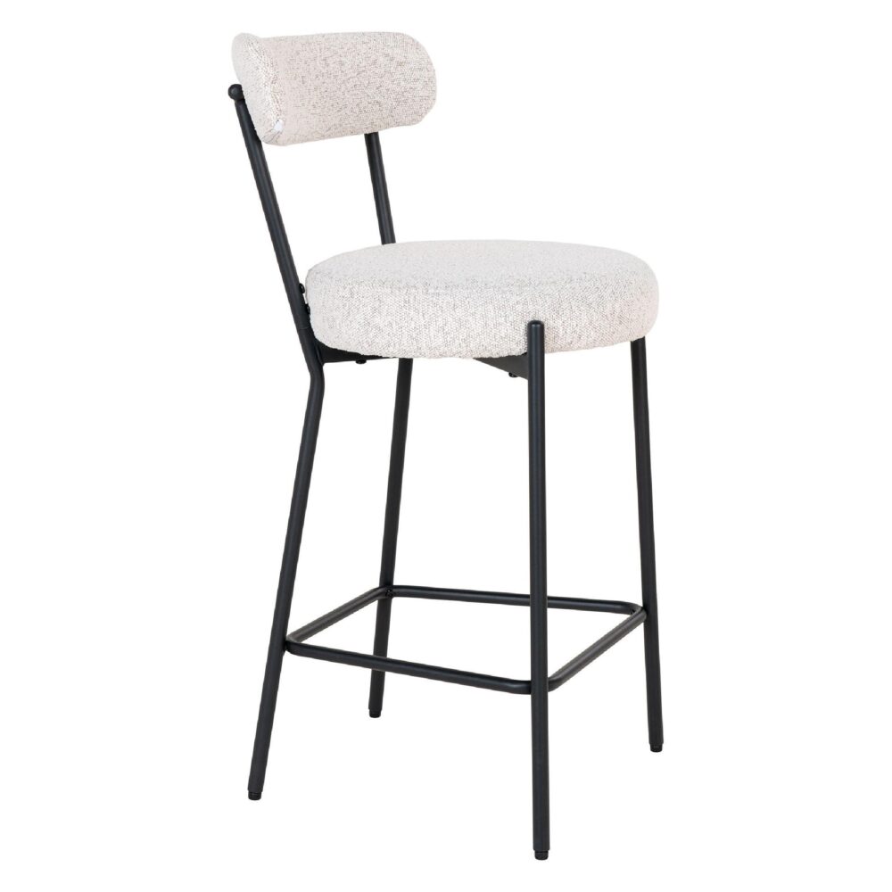 witte bouclé barkruk Jaro afbeelding 3