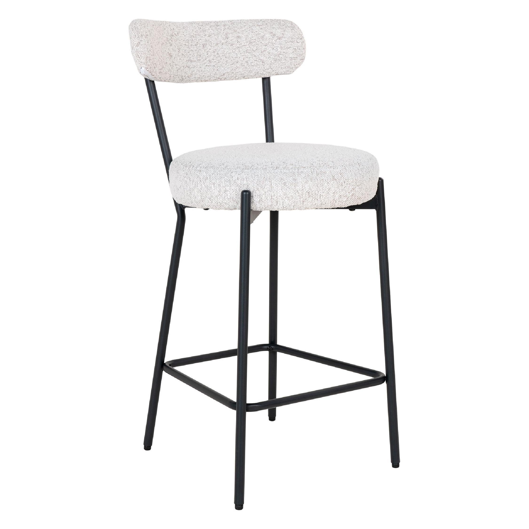 witte bouclé barkruk Jaro afbeelding 1