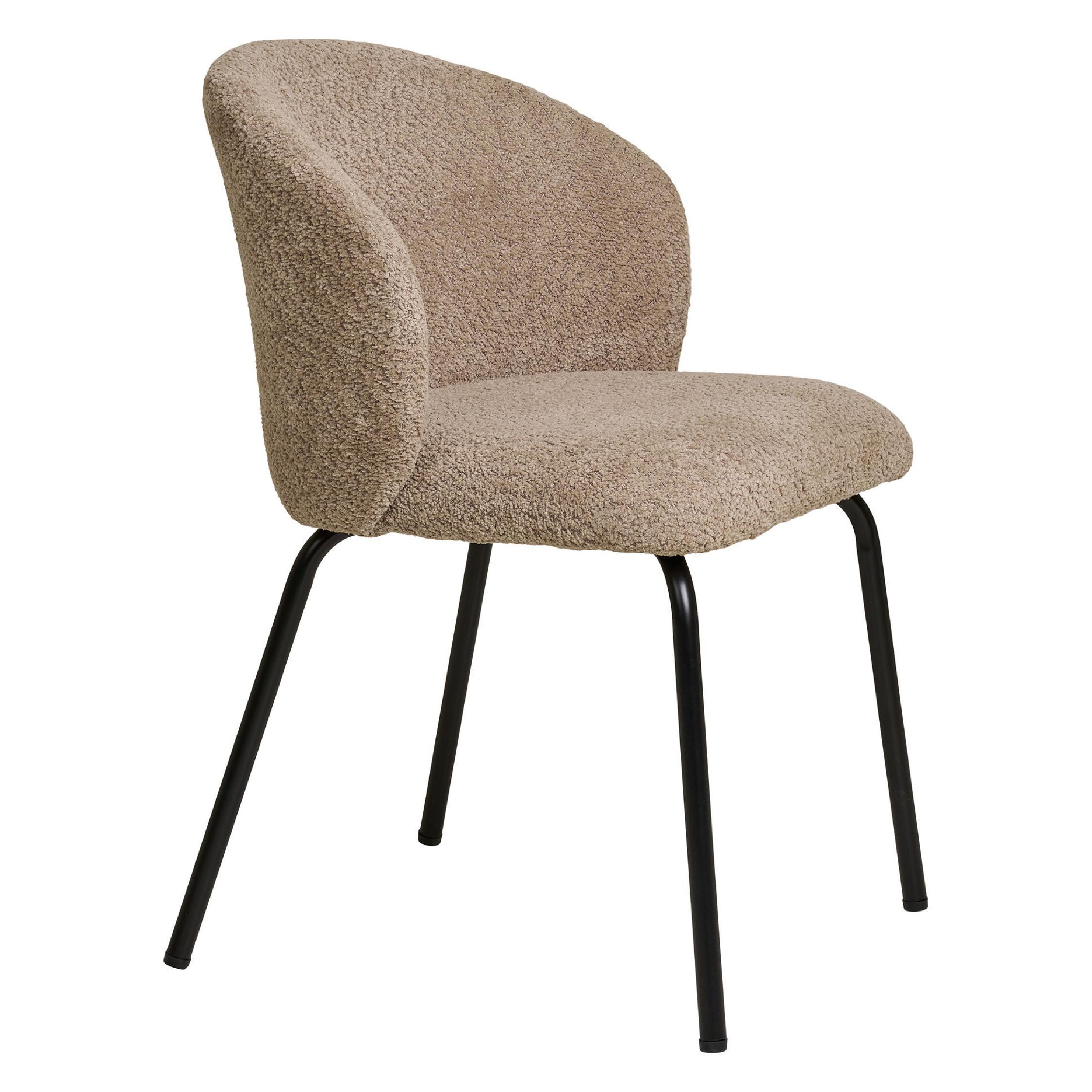 beige bouclé eetkamerstoelen set van 2 afbeelding 3