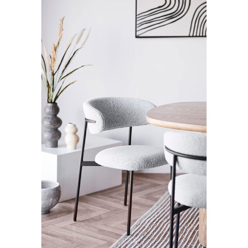 Lior bouclé eetkamerstoelen sand afbeelding 8
