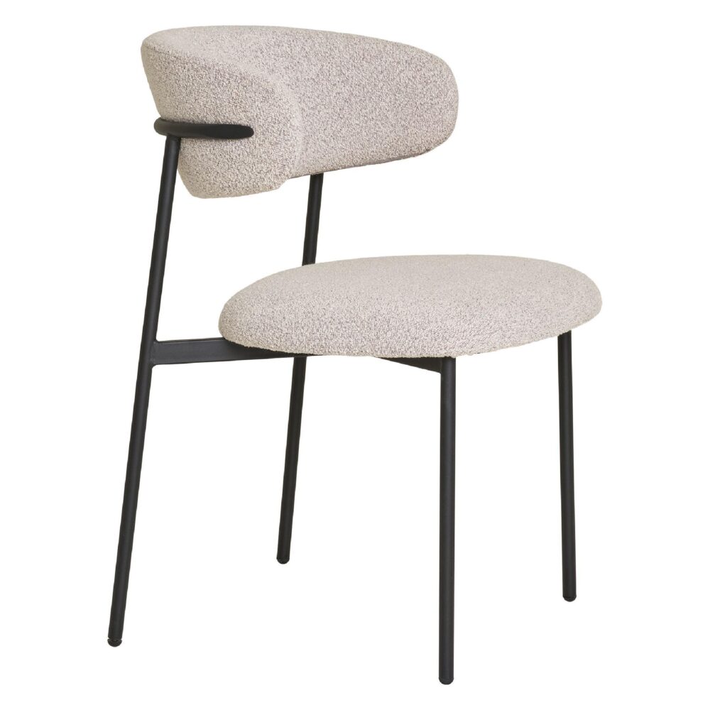 Lior bouclé eetkamerstoelen sand afbeelding 3