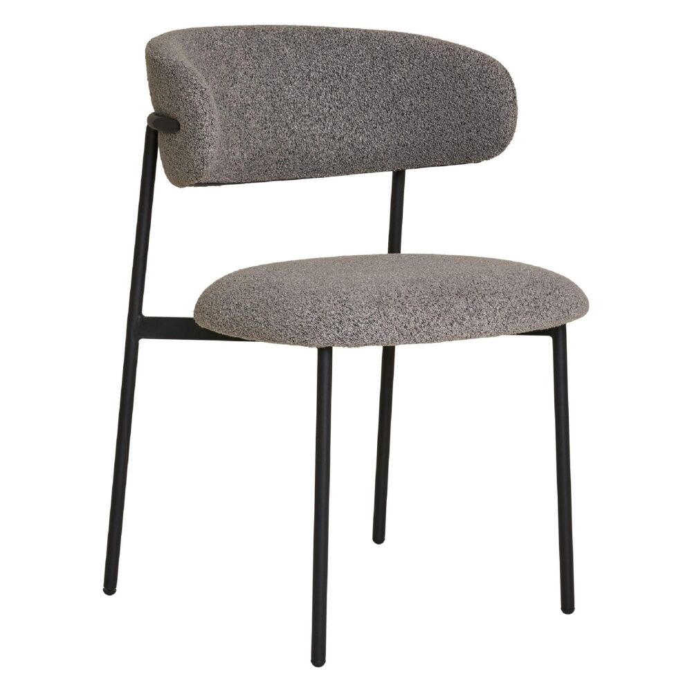 Lior bouclé eetkamerstoelen lichtgrijs set van 2 afbeelding 1
