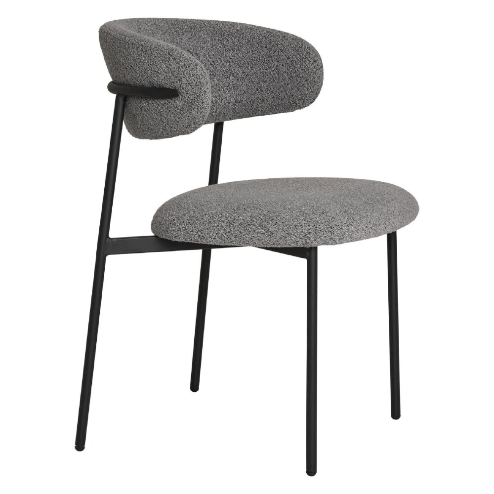 Lior bouclé eetkamerstoelen lichtgrijs set van 2 afbeelding 3