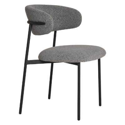 Lior bouclé eetkamerstoelen lichtgrijs set van 2 afbeelding 3