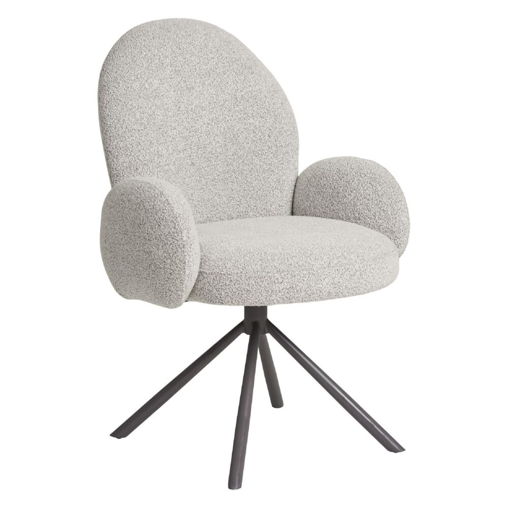 bouclé draaibare eetkamerstoel met armleuning afbeelding 1