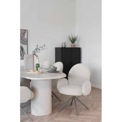 bouclé draaibare eetkamerstoel met armleuning afbeelding 6