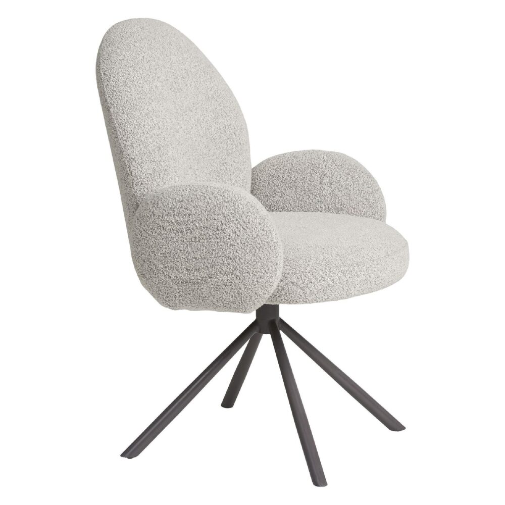 bouclé draaibare eetkamerstoel met armleuning afbeelding 3