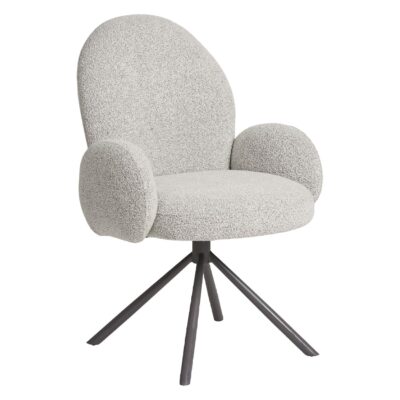 bouclé draaibare eetkamerstoel met armleuning afbeelding 1