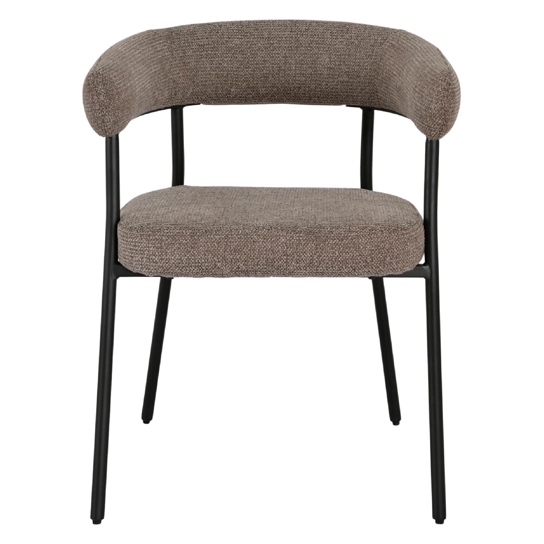 eetkamerstoel Lena set van 2 bruin met zwarte poten afbeelding 2