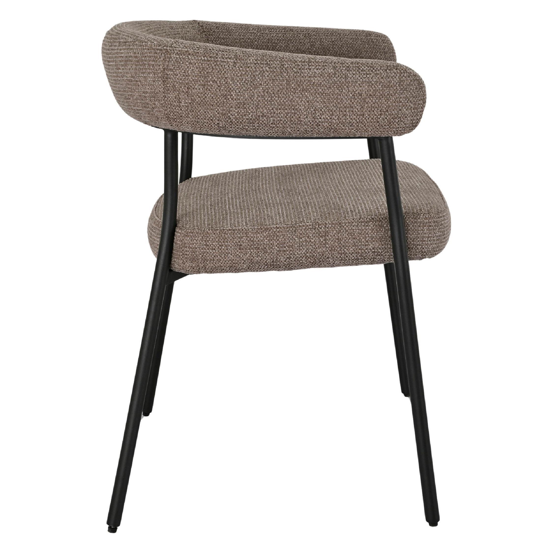 eetkamerstoel Lena set van 2 bruin met zwarte poten afbeelding 3