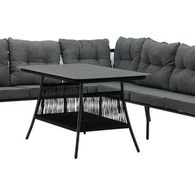 hoek loungeset tuin 6 personen zwart afbeelding 6