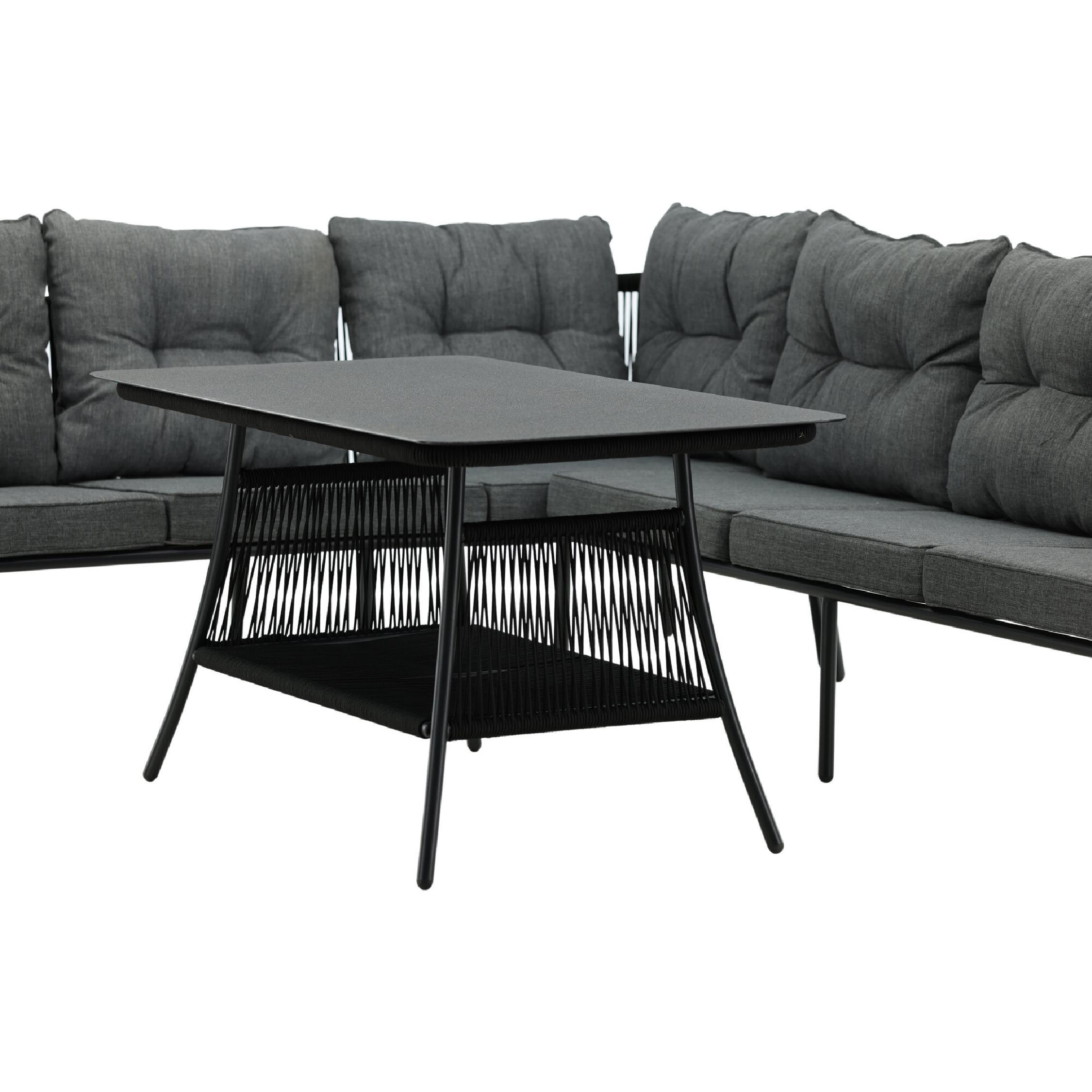 hoek loungeset tuin 6 personen zwart afbeelding 6