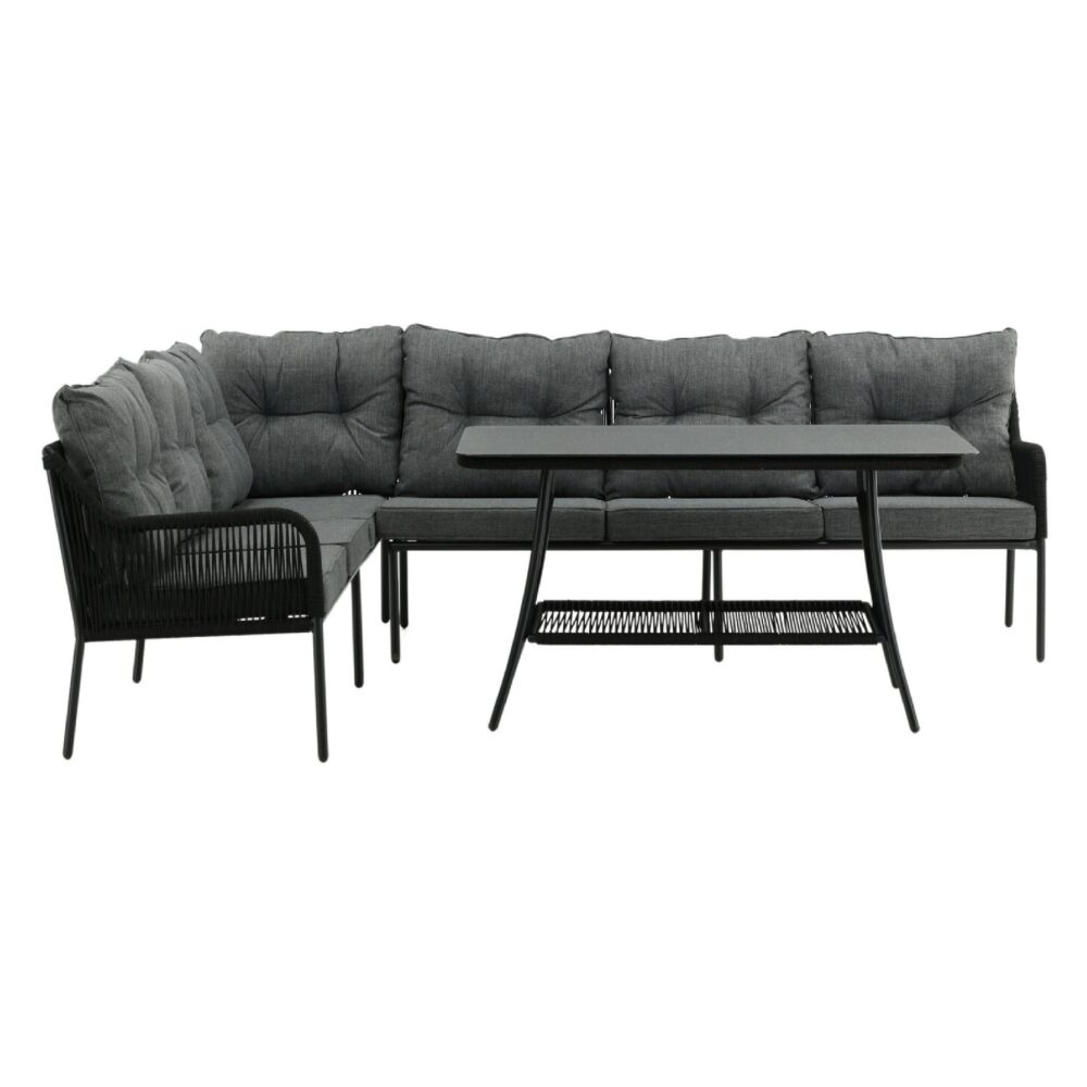 hoek loungeset tuin 6 personen zwart afbeelding 1