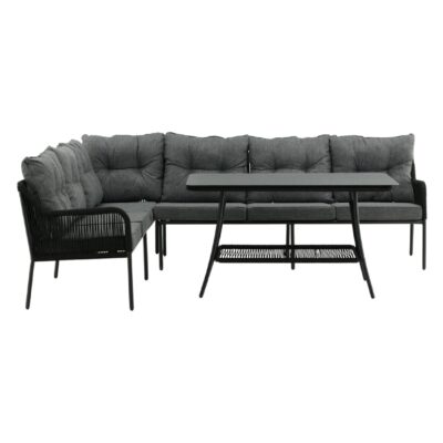 hoek loungeset tuin 6 personen zwart afbeelding 1