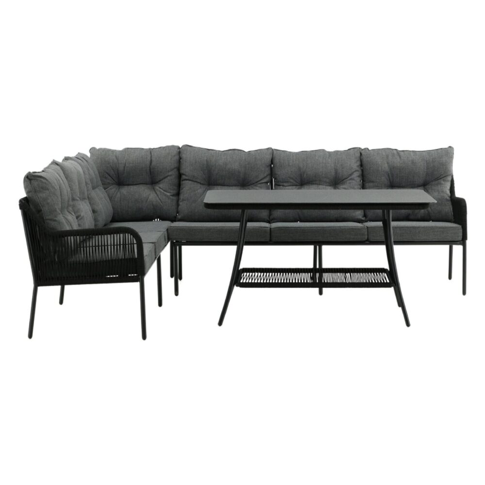 hoek loungeset tuin 6 personen zwart afbeelding 1
