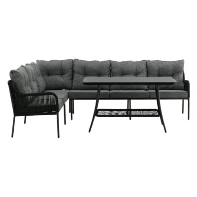hoek loungeset tuin 6 personen zwart afbeelding 1