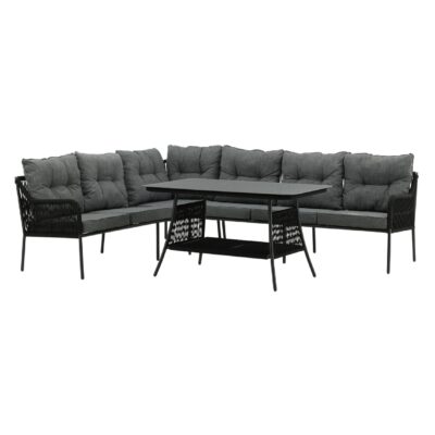 hoek loungeset tuin 6 personen zwart afbeelding 2