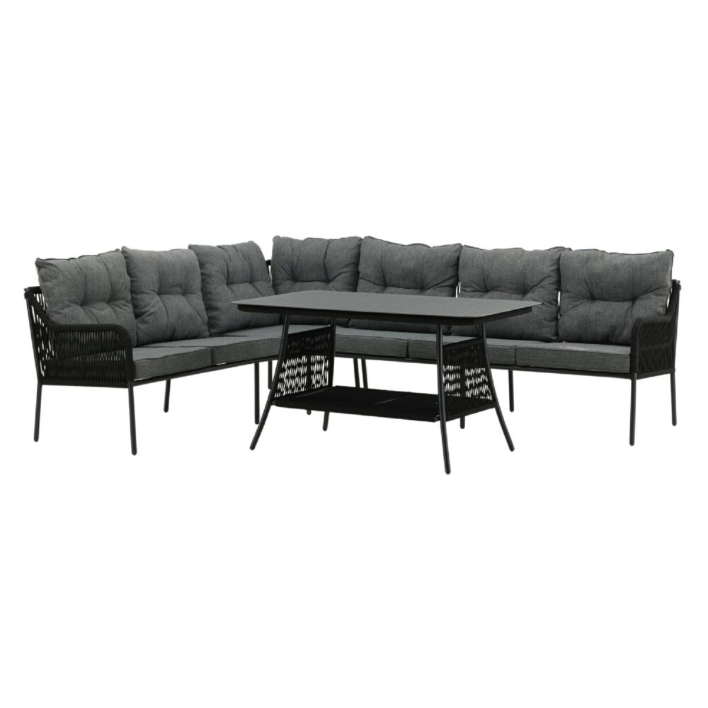 hoek loungeset tuin 6 personen zwart afbeelding 2