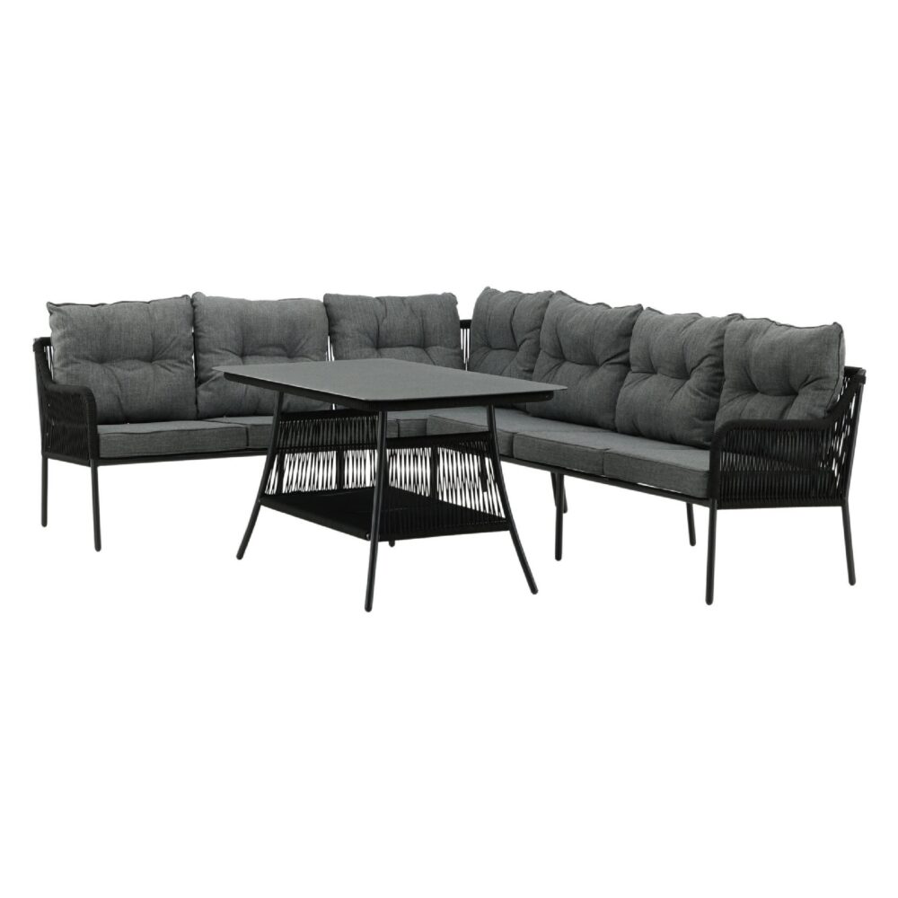 hoek loungeset tuin 6 personen zwart afbeelding 3