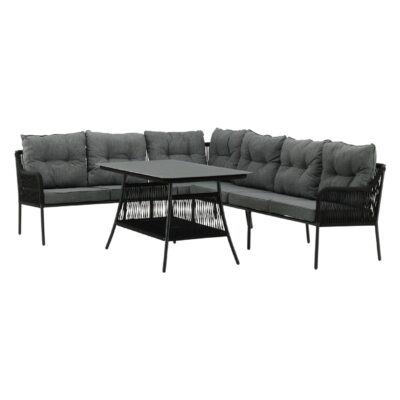 hoek loungeset tuin 6 personen zwart afbeelding 3