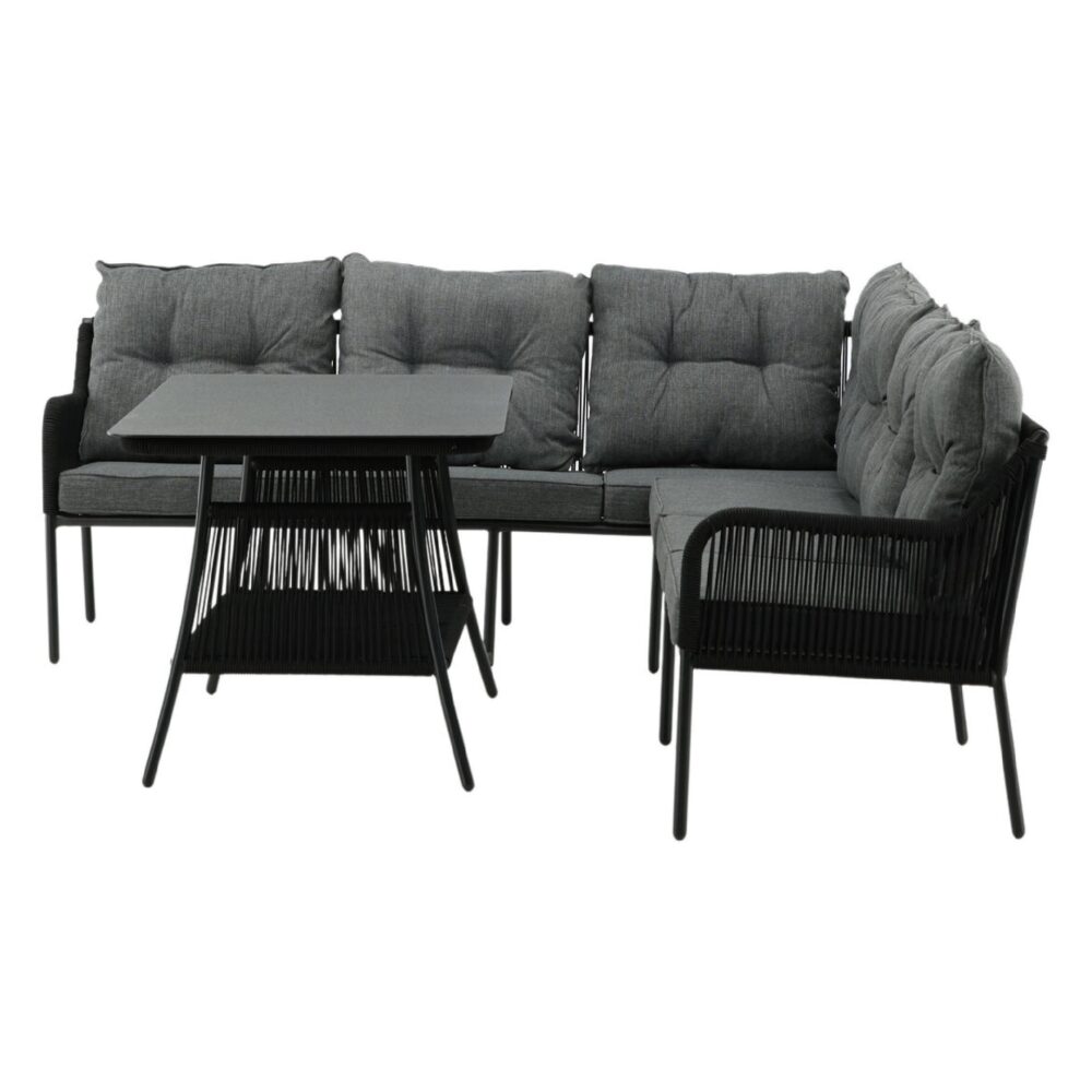hoek loungeset tuin 6 personen zwart afbeelding 4