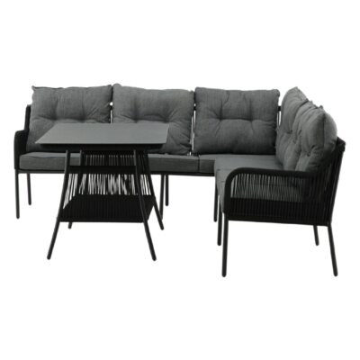 hoek loungeset tuin 6 personen zwart afbeelding 4