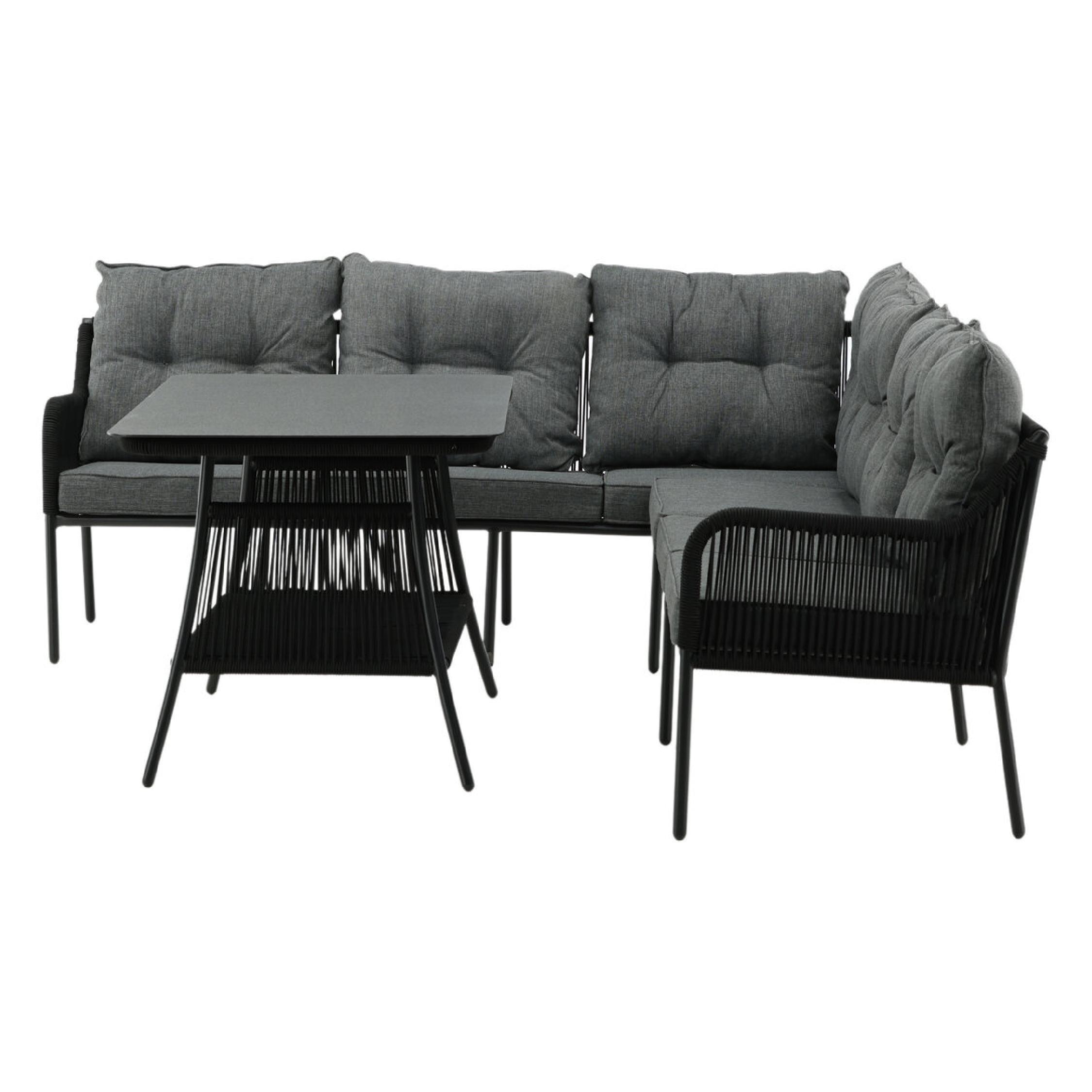 hoek loungeset tuin 6 personen zwart afbeelding 4