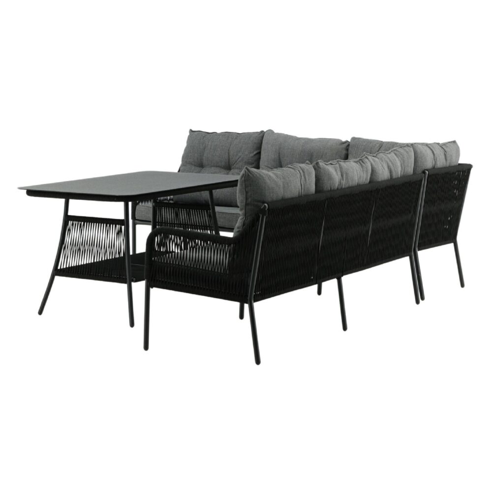 hoek loungeset tuin 6 personen zwart afbeelding 5