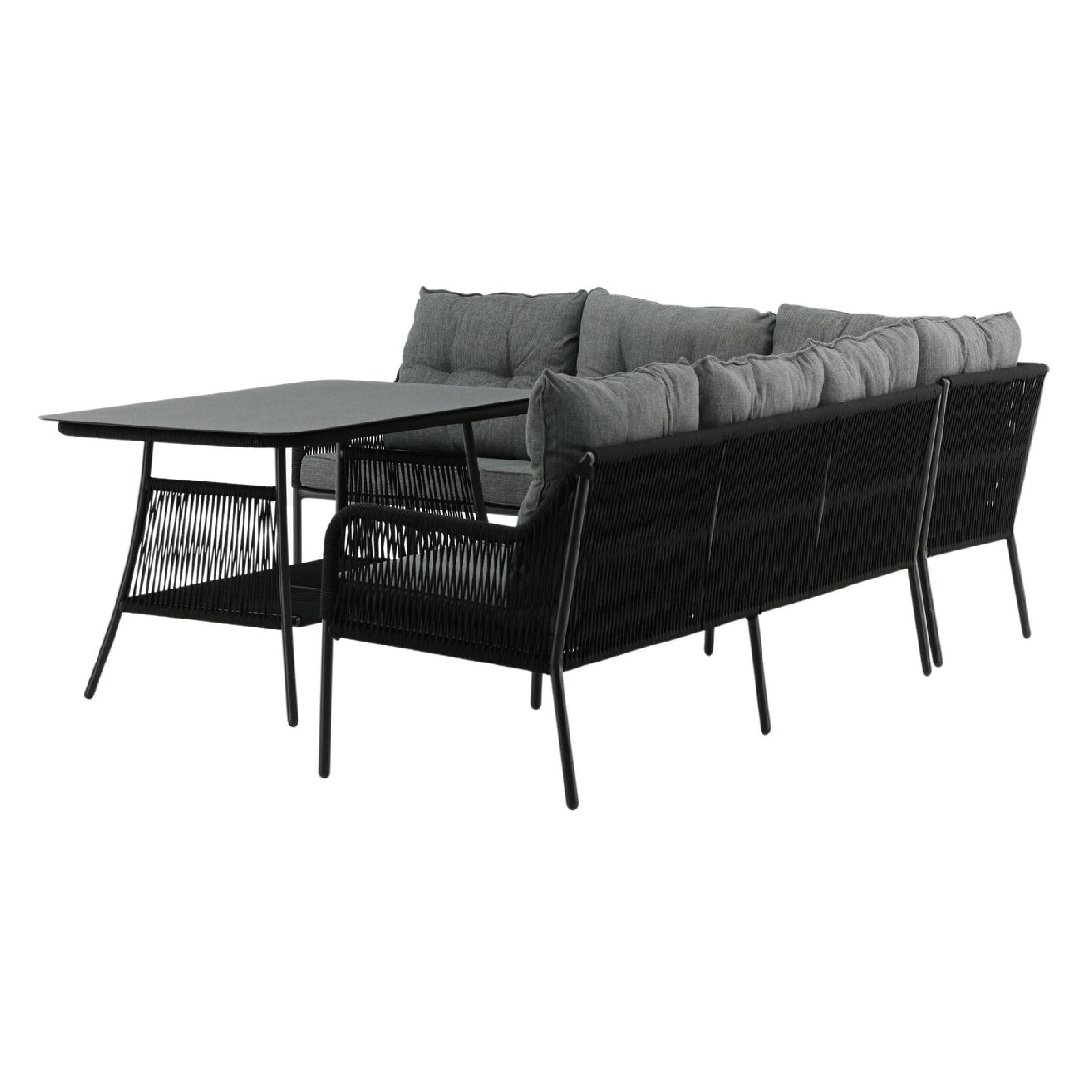 hoek loungeset tuin 6 personen zwart afbeelding 5