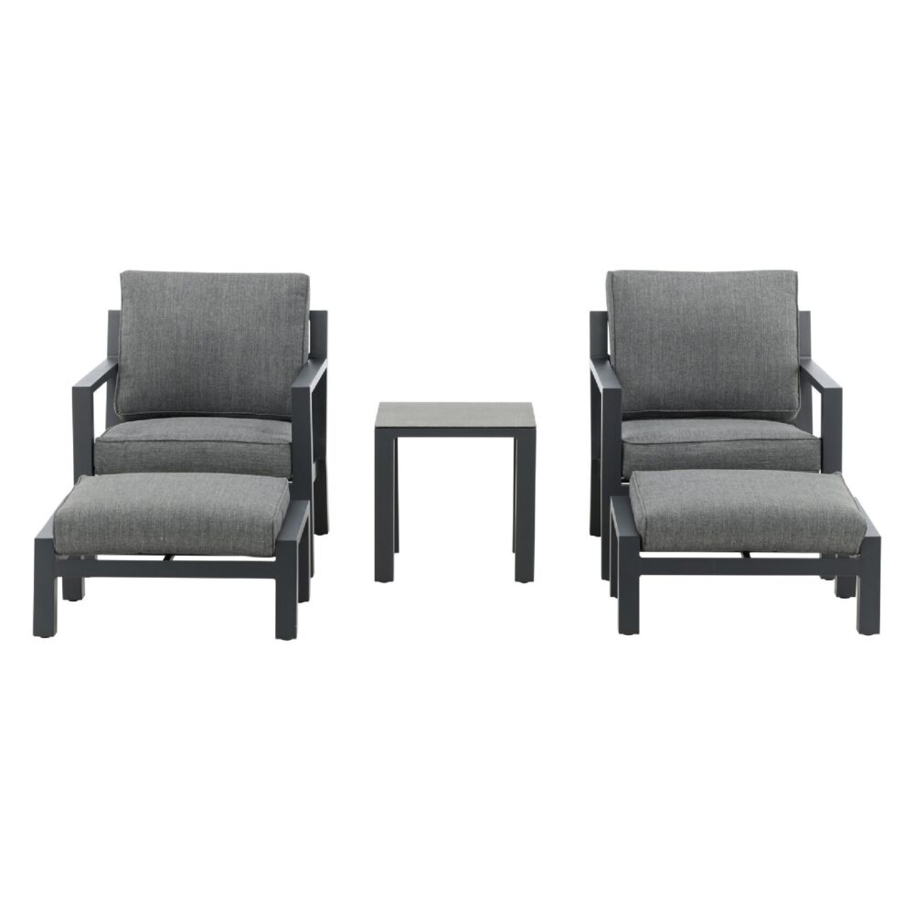 aluminium loungeset balkon zwart afbeelding 1