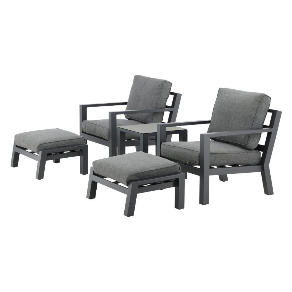 aluminium loungeset balkon zwart afbeelding 3