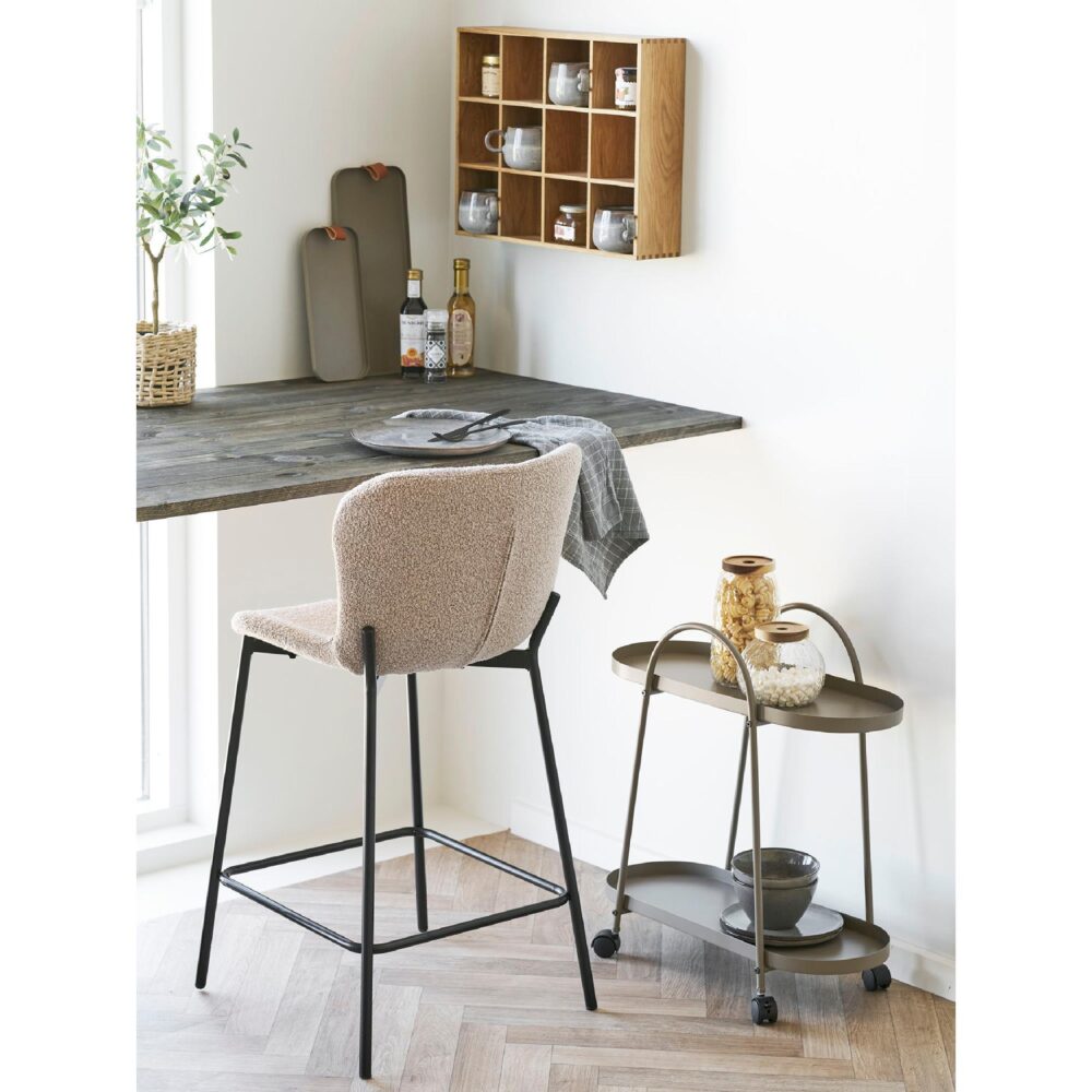 bouclé barkruk met rugleuning Lano afbeelding 6