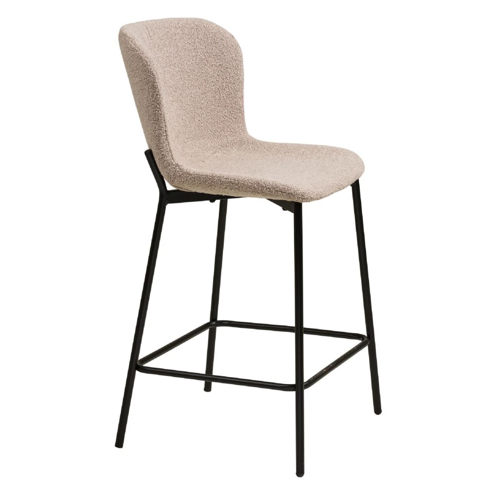 bouclé barkruk met rugleuning Lano afbeelding 3