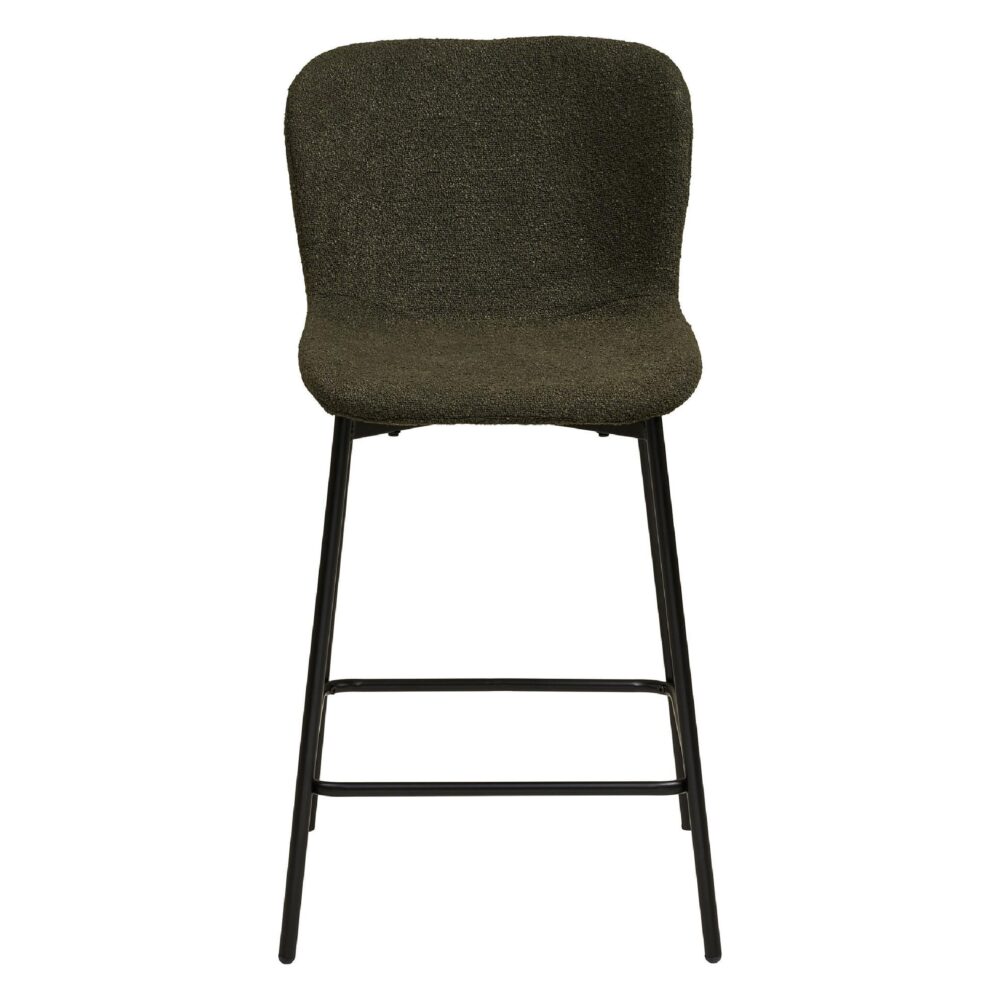 Lano bouclé barkruk met rugleuning donkergroen afbeelding 2